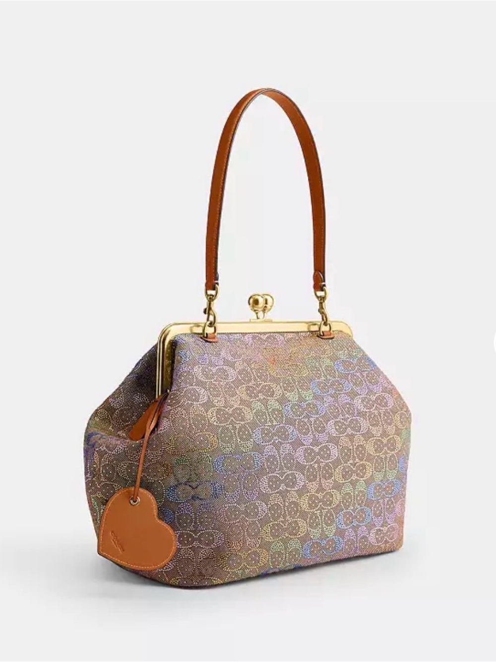 Coach Large Kisslock Frame Bag In Crystal Signature Jacquard - Picture 3 of 12